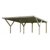 Carport double en Y - 612 - 594 x 606 cm - toit en acier Livraison gratuite domicile WEKA