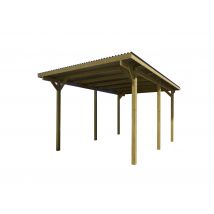Carport simple - 606 Imprégné - 300 x 500 cm - toit PVC Livraison gratuite domicile WEKA