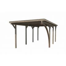 Carport simple - 606 Imprégné avec arc - 300 x 600 cm - toit PVC Livraison gratuite domicile WEKA