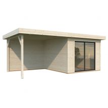 Abri de jardin bois Lydia + Pergola Naturel 15m2 PALMAKO