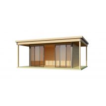 Abri de jardin bois Domeo 4+ 44 mm - 12,80 m² + terrasse 9,00 m²