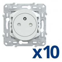 Prises 2 pôles + terre Ovalis affleurante blanc par 10 - SCHNEIDER ELECTRIC