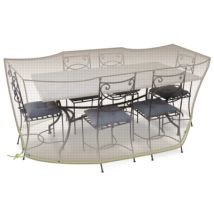 Housse de protection grise mastic pour table rectangulaire et chaises 6-8 personnes JARDILINE