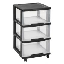 Tour Essential à 3 tiroirs transparents 20 L avec roulettes CURVER
