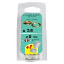 OEillets diamètre 8 mm acier laitonné par 25