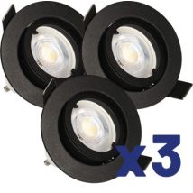 Lot de 3 spots encastrables GU10 orientable noir 380 lumens 4000K - SAPHYR ARLUX