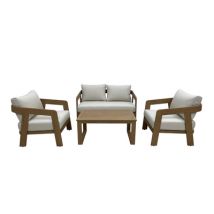 Salon de jardin MONTANA 4 personnes aluminium effet bois GIVEX