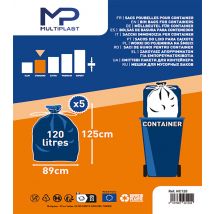 Sac poubelle noir pour container 120 litres par 5 - MULTIPLAST