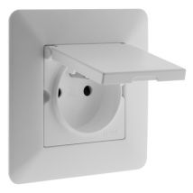 Prise 2 pôles + terre étanche IP44 blanc Artezo