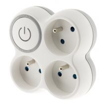 Multiprise murale 3 prises ou triplite avec interrupteur blanc ZENITECH