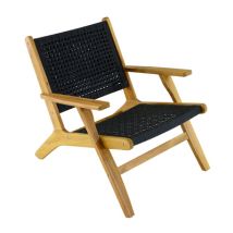 Relax de jardin Dahlia en acacia et résine tressée noire PROLOISIRS Livraison gratuite à domicile