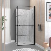 Porte de douche d'angle pivotante Clean Line noire 90x90x190 cm AURLANE