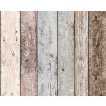 Papier peint vinyle sur intissé bois gris et blanc 53 cm x 10 m AS CREATION