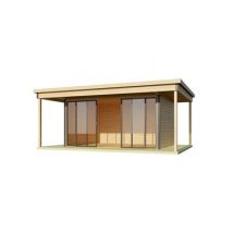 Abri de jardin bois Domeo 4+ 44 mm - 12,80 m² + terrasse 9,00 m²