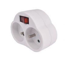 Multiprise murale 2 prises ou biplite avec interrupteur blanc