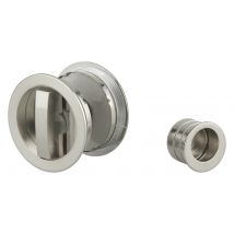 Poignée cuvette chromé ronde pour serrure porte coulissante THIRARD