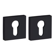 Rosaces carrées 50 x 50 mm trou de cylindre noir mat par 2 FROSIO