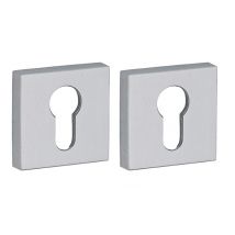 Rosaces carrées 50 x 50 mm trou de cylindre chrome brillant par 2 FROSIO