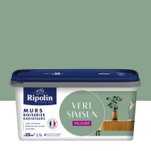 Peinture murs, boiseries et radiateurs vert simsun velours 2,5L RIPOLIN