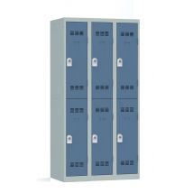 Vestiaire monobloc 3 colonnes 2 cases perle/bleu 180 x 90 x 50 - SNOR