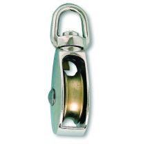 Poulie à émerillon pivotant zamak nickelé diamètre galet 32 mm largeur gorge 8 mm éco CHAPUIS