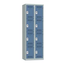 Vestiaire monobloc 2 colonnes 4 cases perle/bleu 180 x 60 x 50 - SNOR