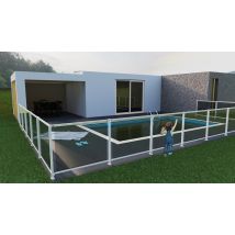Portillon de piscine en aluminium blanc et verre 1,10 m - HOMALU