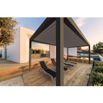 Pergola bioclimatique Ouessant autoportante grise 3 x 6 m HOMALU
