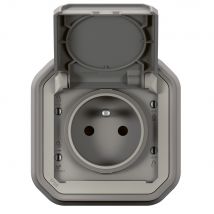 Prise 2 pôles + terre encastrable Plexo gris IP55 - LEGRAND