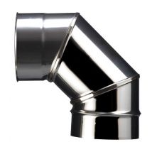 Coude de raccordement à 90 degrés en inox soudé facette diamètre 130 mm POUJOULAT
