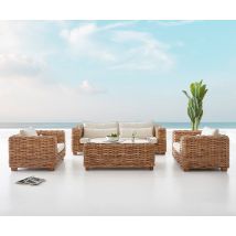 Salon de jardin BANDUNG en rotin naturel 4 places GIVEX