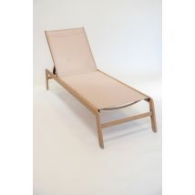 Bain de soleil aluminium imitation bois et coussin beige MONTANA - GIVEX