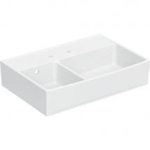 Evier de cuisine timbre d'office grès blanc 90x63 cm 2 bacs Walter - PERLINE