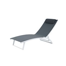 Bain de soleil aluminium blanc et textilène gris VALENCIA - BOCARNEA