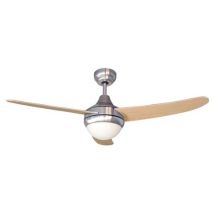 Ventilateur de plafond silencieux 2xE14 + télécommande Chrome/bois Ø122cm - Kumba AIR&LIGHT