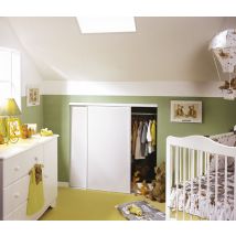 Portes de placard coulissantes blanc 2 vantaux H 1,20 m x L 1,20 m OPTIMUM