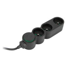Multiprise avec interrupteur 3 prises 1,5m recyclé noir ZENITECH