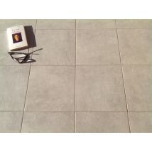 Carrelage de sol extérieur gris BETON ép 8 mm 34 x 34 cm paquet de 1,40 m² PAREFEUILLE