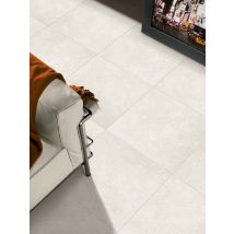 Carrelage sol intérieur effet béton blanc SAUMUR ép 8 mm 45 x 45 cm paquet de 1,45 m² PAREFEUILLE