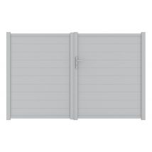 Portail battant aluminium BREZINS l.3,5 x H.1,60 m gris clair JARDIMAT