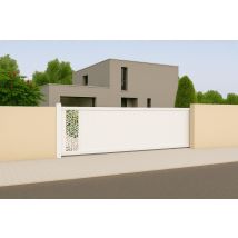Portail coulissant aluminium THYEZ l.3,50 x H.1,55 m motorisé blanc JARDIMAT