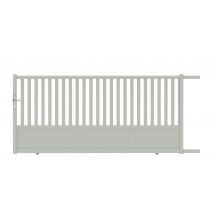 Portail coulissant aluminium CHAMBERY l.3,50 x l.1,55 gris clair JARDIMAT