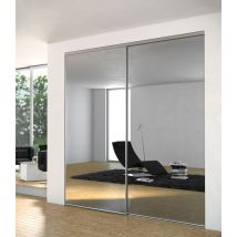 Porte de placard coulissante miroir profilé gris 1 vantail H 2,50 m x L 0,61 m YKARIO
