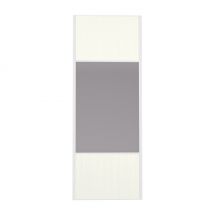 Porte de placard Miroir et Blanc Nacré Structuré Profil blanc H 248,5 x L 62,2 cm YNGENIO