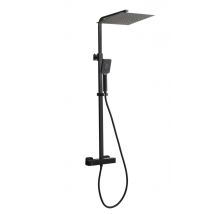Colonne de douche carrée avec mitigeur thermostatique noire Square 300 ESSEBAGNO