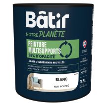 Peinture multi supports mat blanc 0,5L BATIR NOTRE PLANETE