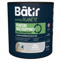 Peinture multi supports mat gris koala 0,5L BATIR NOTRE PLANETE