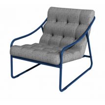 Fauteuil de jardin aluminium bleu et coussin gris chiné BORD'EAU RELAX - PROLOISIRS Livraison à domicile incluse