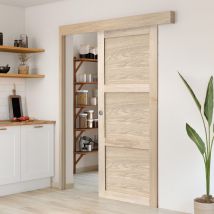 Kit rail pour porte coulissante de largeur 73cm à 93cm avec habillage en chêne