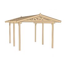 Carport toit à double pente 611, Livraison à domicile incluse - WEKA